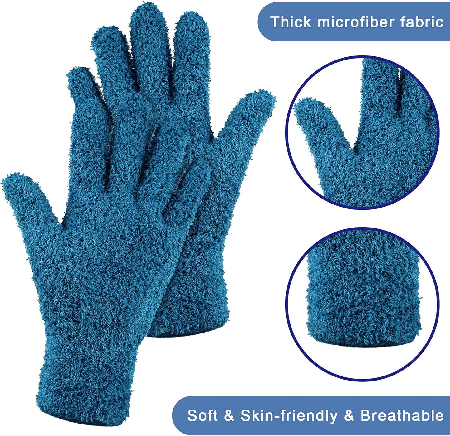 Bencailor 6 Pairs Microfiber Dusting Gloves, Dusting Cleaning Gloves Microfiber Gloves for Plants House Blinds Car Dust Mitt (Fresh Color,Large)
