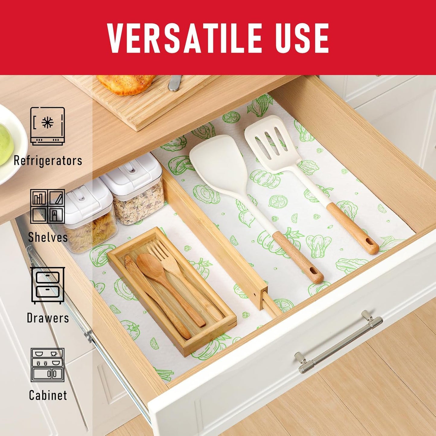 Cooyes Refrigerator Liners 17.7" x 24", Absorbent Strong Grip Fridge Mats Washable, Fridge Shelf Paper for Kitchen Cabinets, Non-Adhesive Refrigerator bin Liners for Shelves