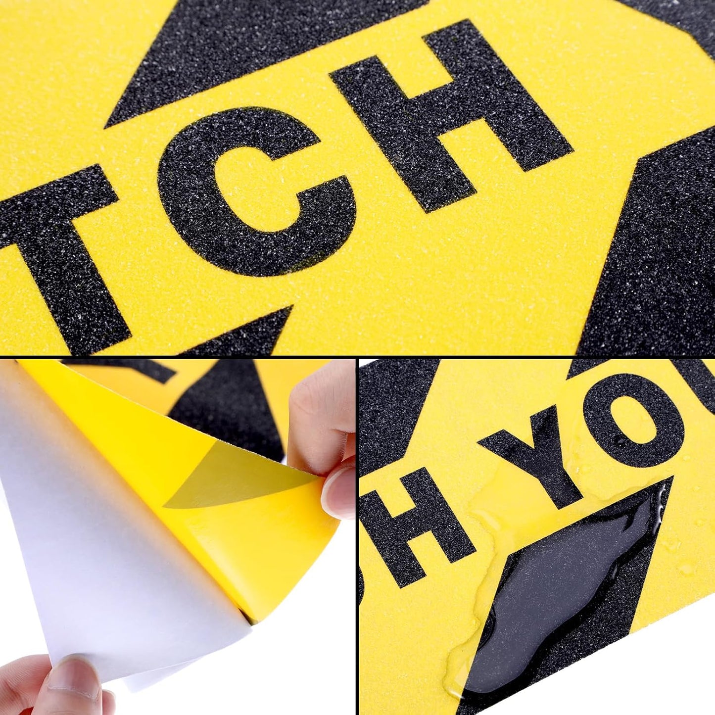 Boao 12 Pieces Watch Your Step Stickers Sign 6 x 24 Inch Caution Watch Your Step Floor Decals Warning Sticker Adhesive Tape Anti Slip Abrasive Tape for Workplace Safety Wet Floor Caution