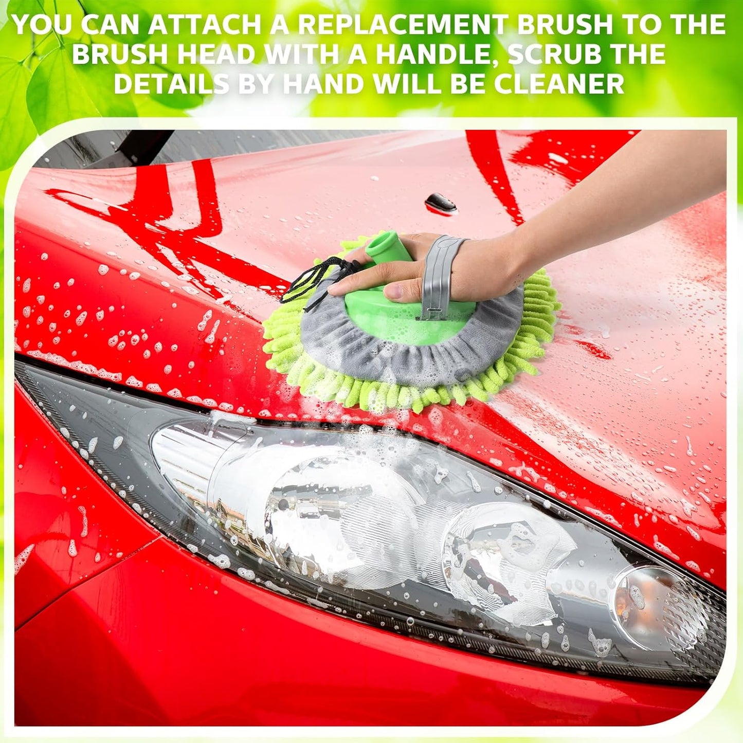 Layhit 5 Pcs Car Wash Mitt Set, Brush Not Included, Microfiber Mitt Cleaning Car Truck Washing Tools Kit RV Pickup Chenille Scratch Replacement (Royal Blue and Green)