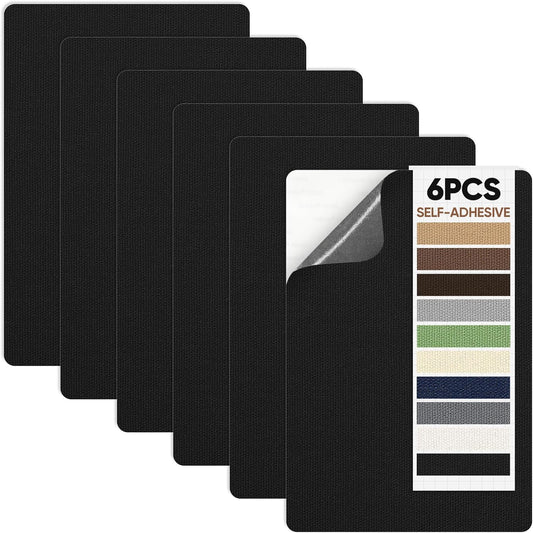 Canvas Repair Patch 5.5 x 8 Inches 6Pcs Self-Adhesive Waterproof Canvas Patch Kit for Repairing Tents,Sofas,Boat Covers,Camping Chair,Awnings,Car Seats. (Black)
