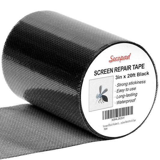 Black Window Screen Repair Tape, 3IN x 20FT (240IN) Screen Repair Kit for Windows or Doors, Strong Adhesive Fiberglass Mesh Patch Tape