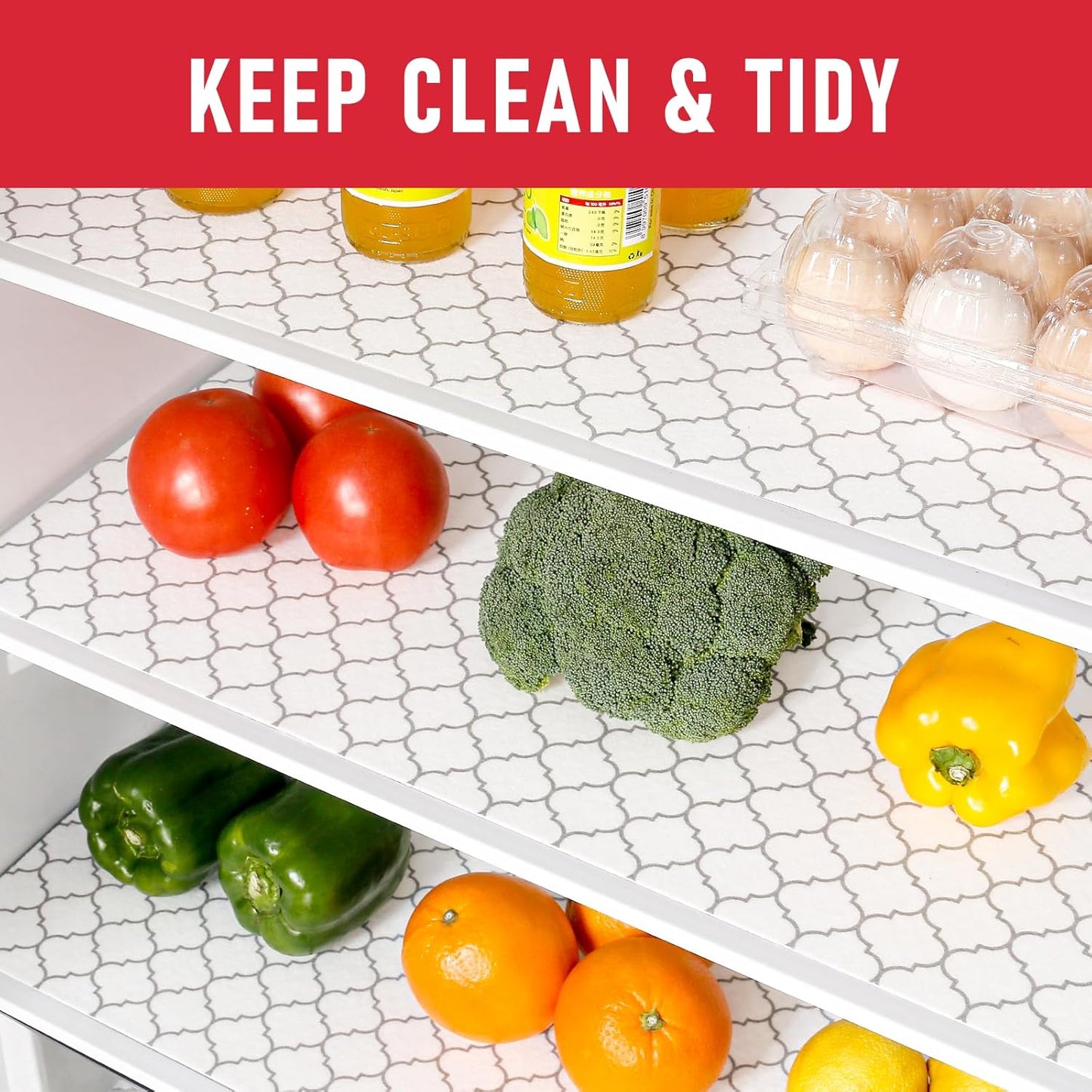 Cooyes 2 in 1 Refrigerator Liners & Fresh mats for Fridge Drawer and Glass Shelves, Absorbent Cloth Fridge Organizer Bin Mats Washable, Shelf Liner for Kitchen Cabinets Non Adhesive