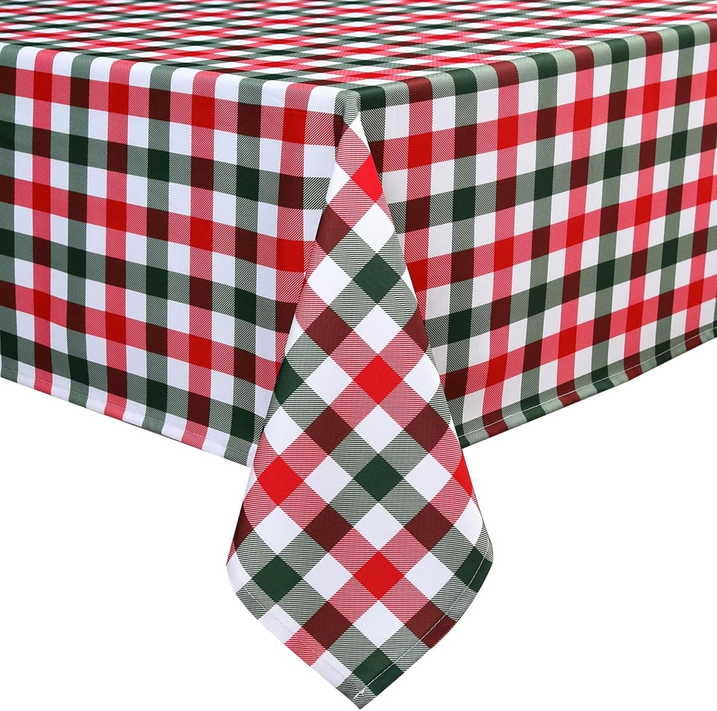 Waterproof Checkered Tablecloth Fabric - Rectangle 58x84 Inch Christmas Plaid Table Cloth for Indoor/Outdoor Use - Xmas Table Cover for Kitchen, BBQs, and Parties