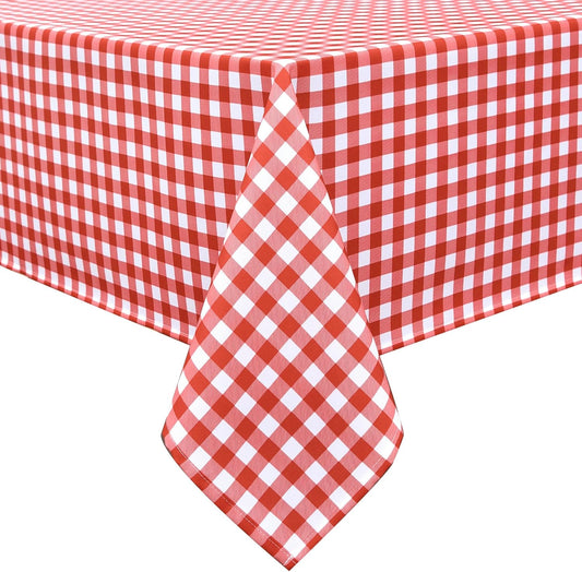 Waterproof Plaid Tablecloth Fabric - Square 58x58 Inch Classic Gingham Checker Table Cloth for Indoor/Outdoor Use - Buffalo Table Cover for Picnics, BBQs, and Parties