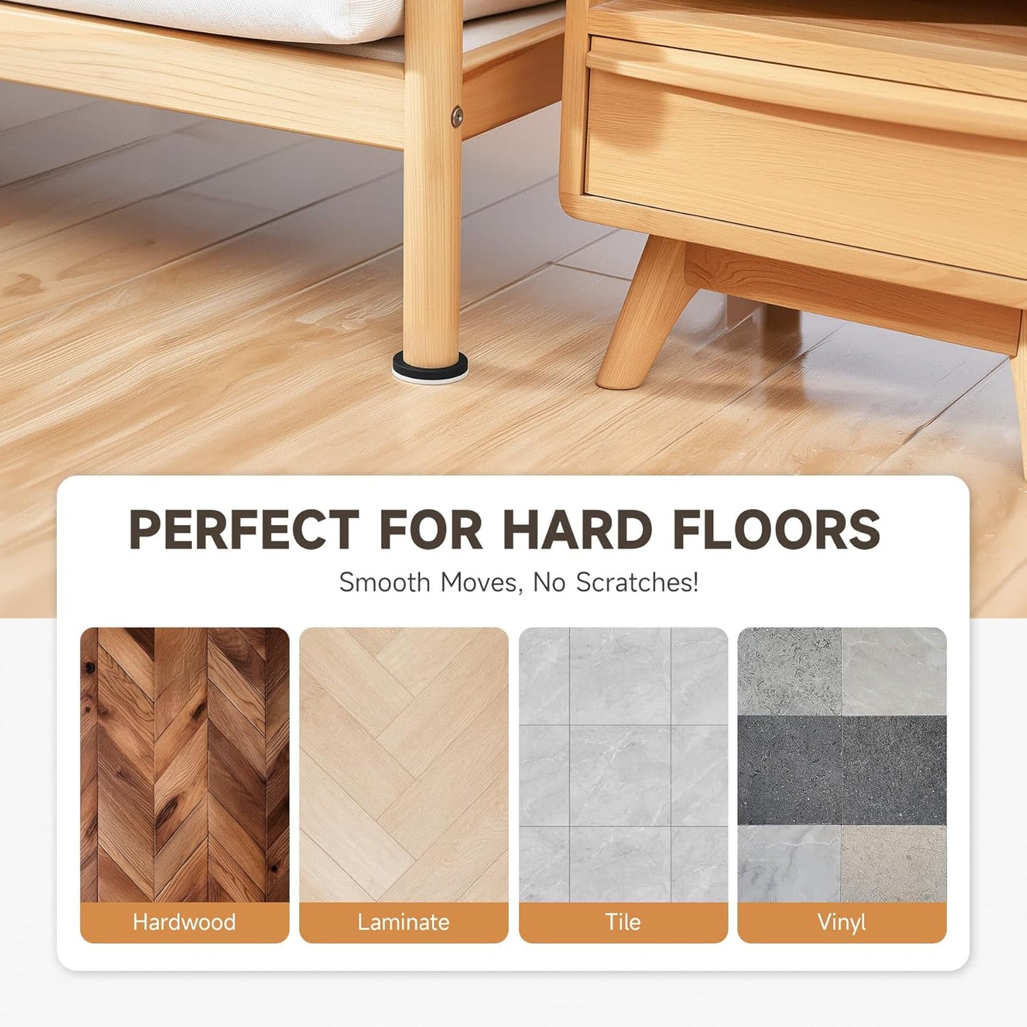 CO-Z 24pcs Felt Furniture Sliders for Hardwood Floors, 2 1/2 in Reusable Furniture Pads, Heavy Furniture Movers Sliders for Hard Surfaces, Thick Moving Pads Floor Protectors for Vinyl Tile Floors