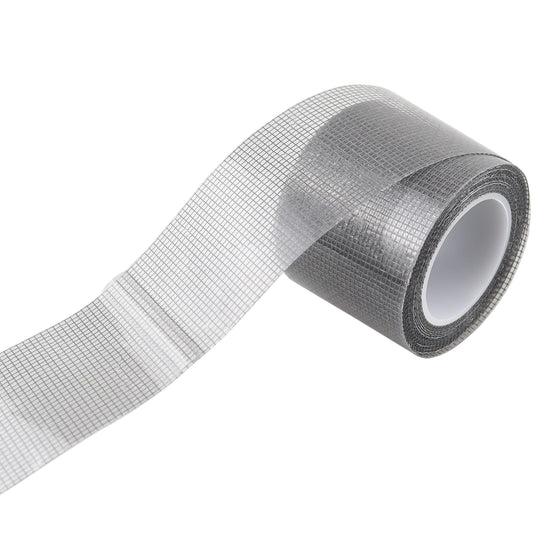 2IN Wide (16.4Ft/5.46Yd/Roll) Window Screen Repair Tape for Windows or Doors, 3-Layer Design - Adhesive Fiberglass Mesh Patch Waterproof Tape, Easy to Cut & Apply, Gray, 1 Roll