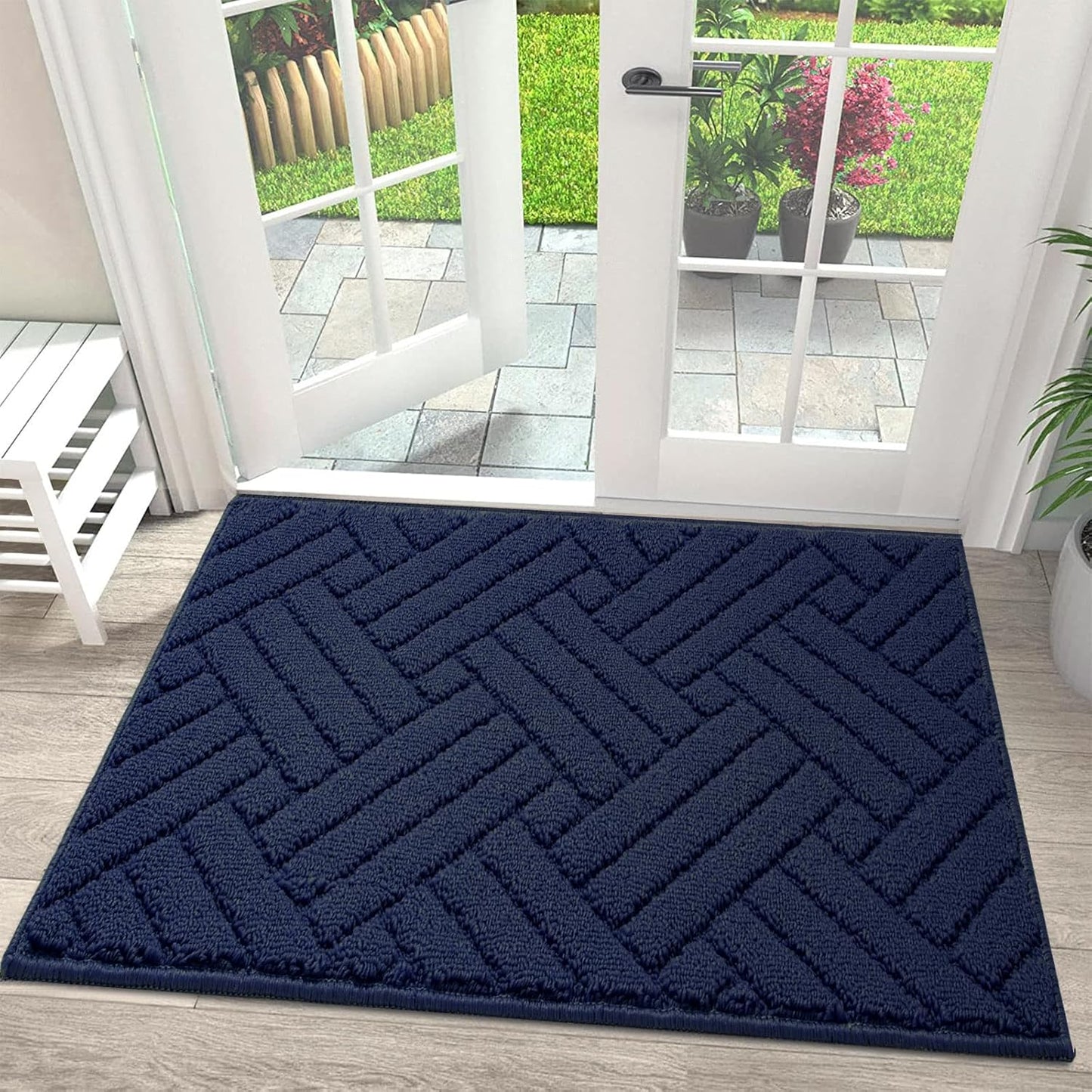 Door Mat Indoor Doormat, Entryway Rug Door Mats Non-Slip Rubber Backing,Heavy Duty Low-Profile Entrance Rugs, Absorbent Resist Dirt Doormats Floor Door mat for Entryway,Blue 32"x48"