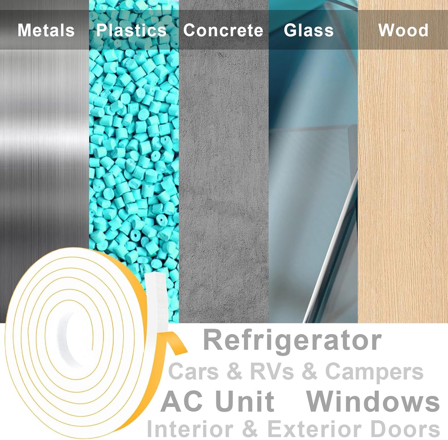 High Density Foam Weather Stripping Door Seal Strip Insulation Tape Roll for Insulating Door Frame, Window, Air Conditioner Self Adhesive Sealing Weatherstrip Dustproof (1 in x 1/2 in x 40 Ft)