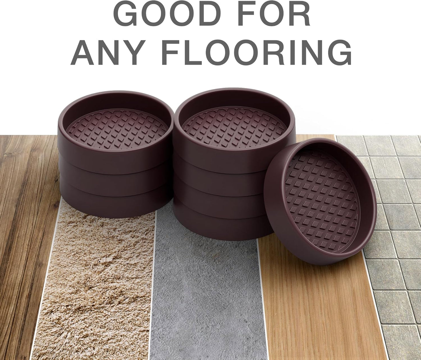Furniture Cups X-PROTECTOR – 2.5" Caster Cups 8 PCS – Round Furniture Coasters – Ideal Bed Stoppers – Non Skid Furniture Pads with a Perfect Design – Rubber Furniture Pads - Protect Any Flooring!