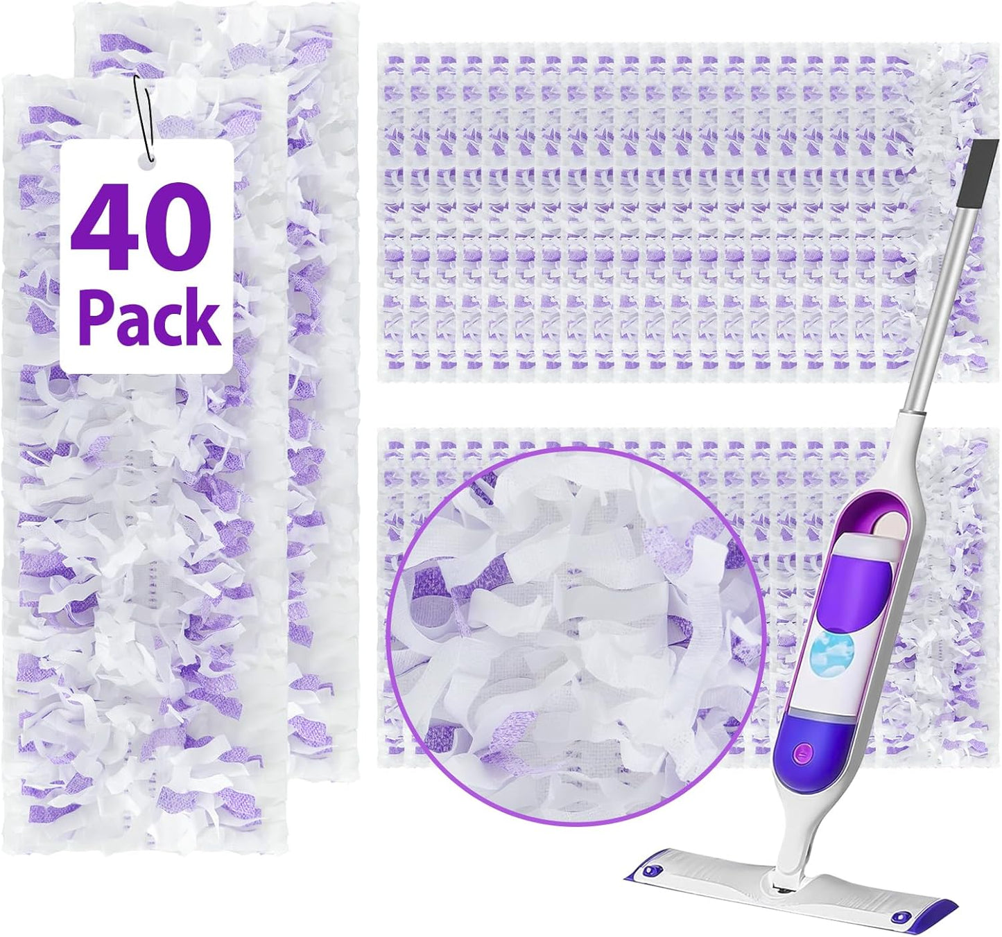 40 Count ‌Disposable Heavy-Duty Power Mop Pads Refills for Swiffer Power Mop,Replacement Floor Cleaning Refills, Non-Washable & Unscented, Compatible with Swiffer PowerMop (Quick-Absorb, No Residue)