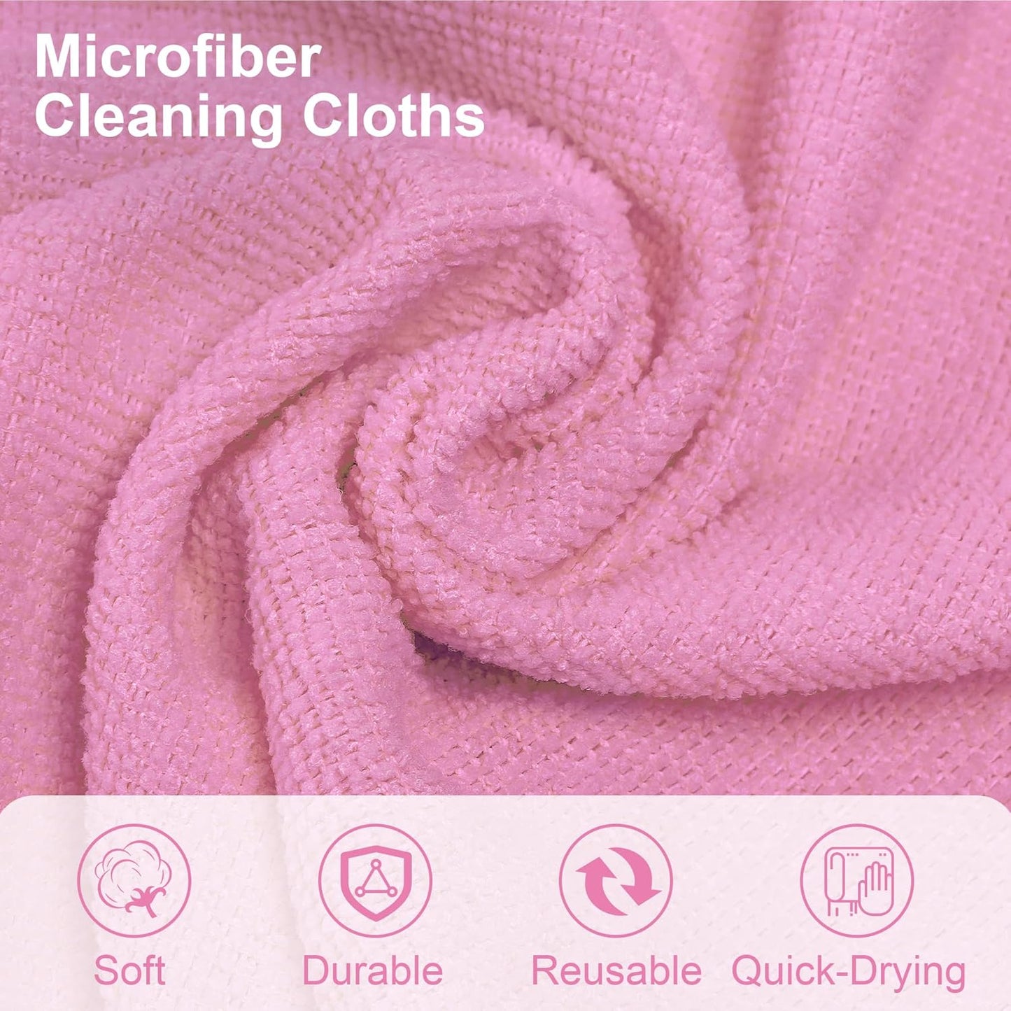 LIVOS Microfiber Cleaning Cloth Roll - 80 Pack, Reusable Paper Towels Pink Tear Away, Microfiber Towels for Cars, Super Absorbent Lint Free Cleaning Rags for House, Kitchen, Window-11.5"x11.5"