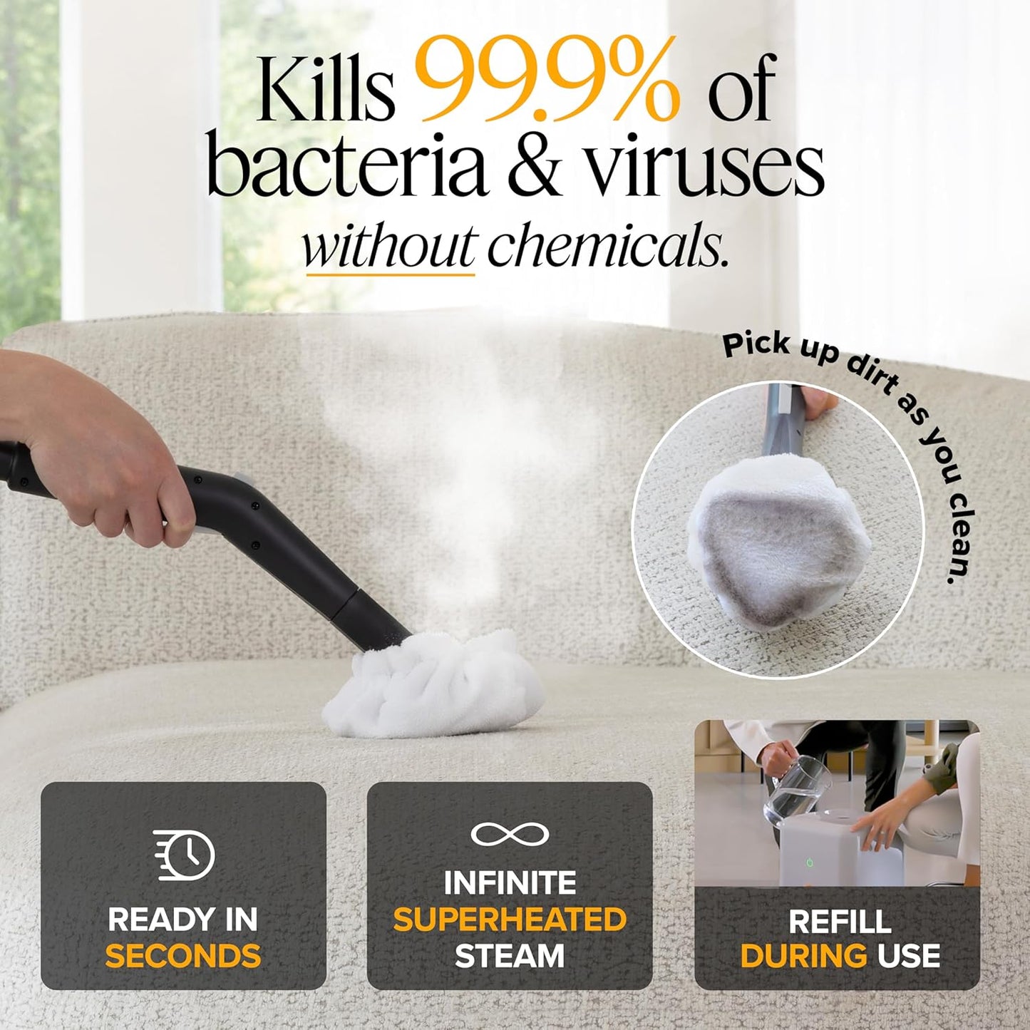 Dupray Neat Plus Steam Cleaner with 18-Piece Accessory Kit (incl. the Awesome Bag) A powerful multi-purpose steamer. *Kills 99.9% of Bacteria & Viruses