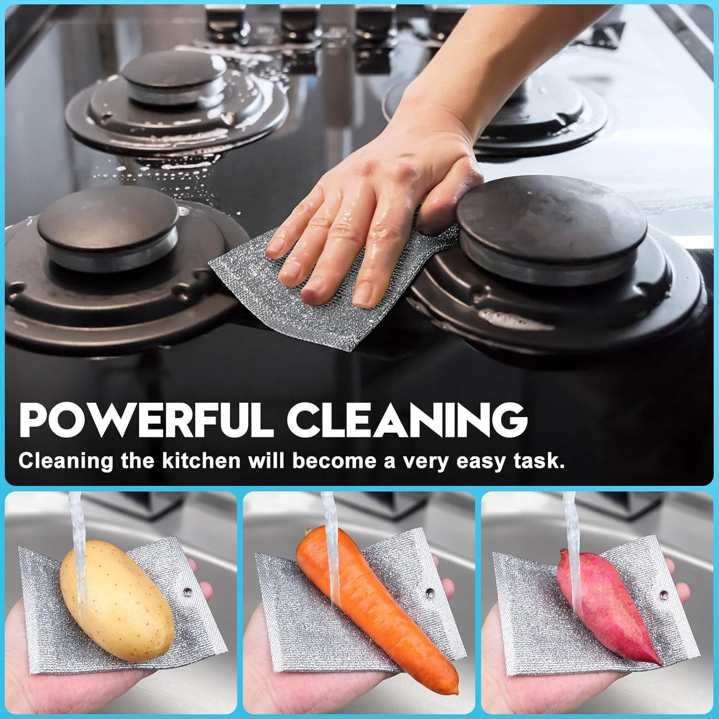 Steel Wool Scrubber, Wire Dishwashing Rags, 10 Pcs Multipurpose Wire Dishcloth, Wet & Dry for Cookware, Sinks, Dishes, Stoves & Fireplaces 5.9“ x 3.9”