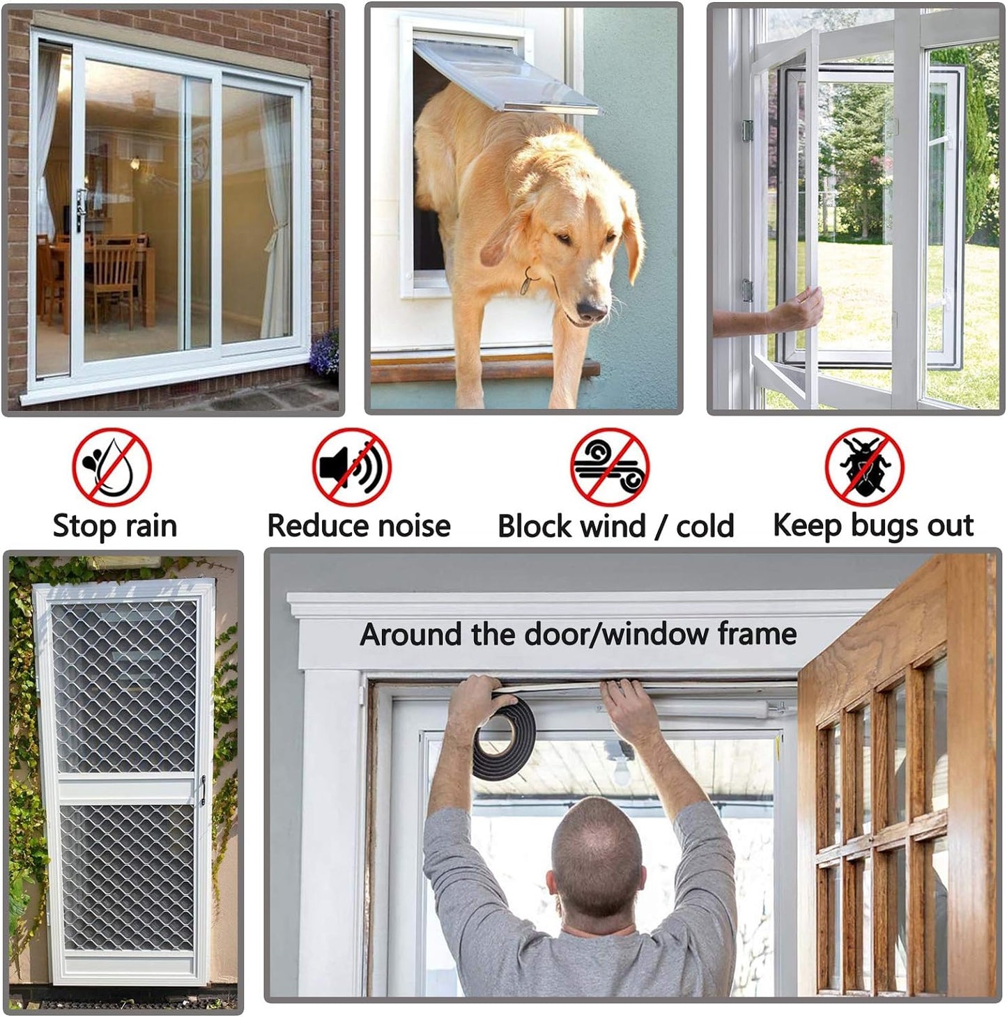 Felt Pile Weather Stripping Brush for Sliding Windows/Doors Frame Side, Self Adhesive Weatherstrip Seal Strip Sealer for Soundproofing (16ft x11/32 Backing x 9/16 Brush inch, White)