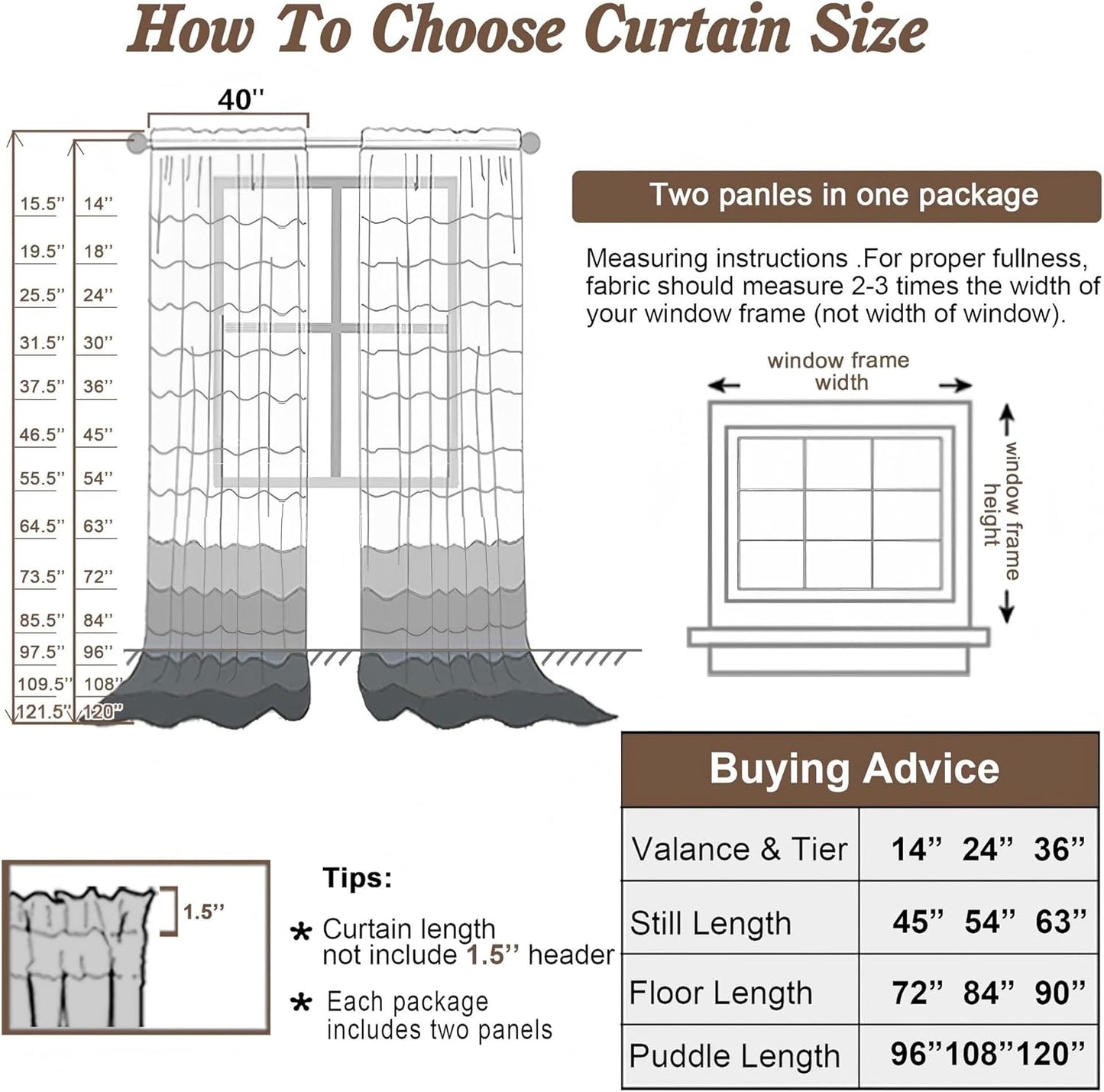 Chyhomenyc Ivory Sheer Curtains 84 Inches Long 2 Panels Set, Light Filtering Cream Voile Window Drapes for Bedroom Living Room, 42Wx84L Inch, Ivory, Set of 2