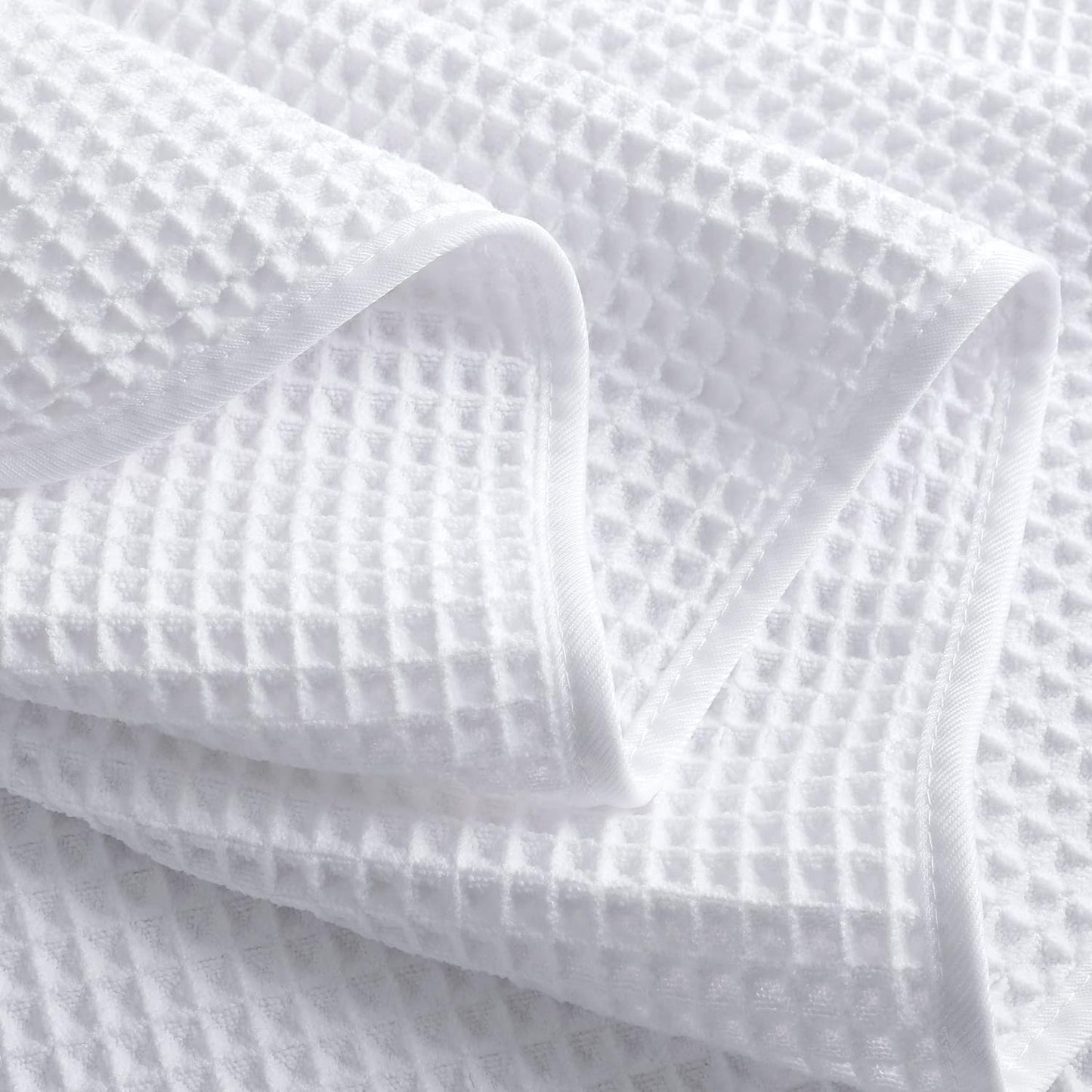 POLYTE Microfiber Oversize Quick Dry Lint Free Bath Towel, 60 x 30 in, 4 Pack (Waffle Weave)