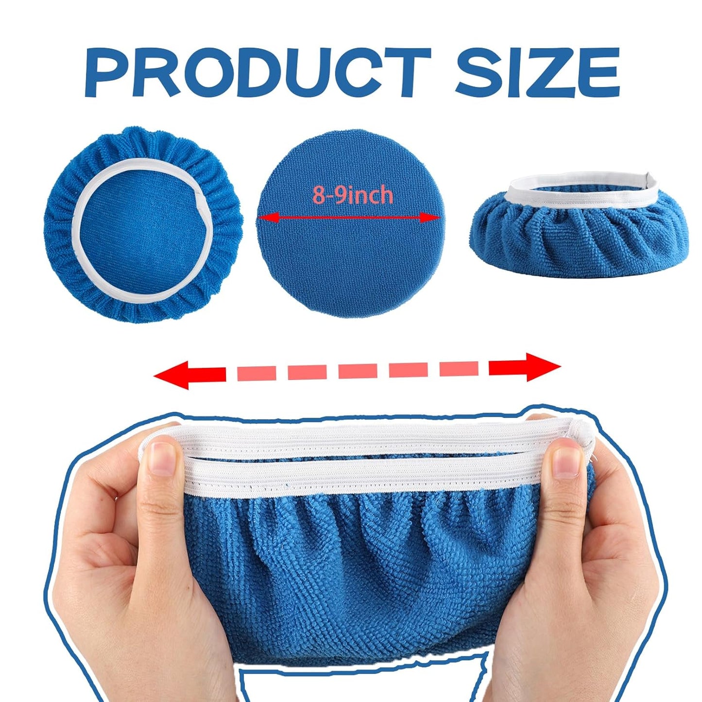 40 Piece Car Polisher Pad Set, Mix Pack of 24 Microfiber, 8 Non Woven, 8 Woolen Bonnets, 8-9 Inch, Dark Blue, Light Blue, White, Suitable for Metals, Woods, Other Hard Surfaces