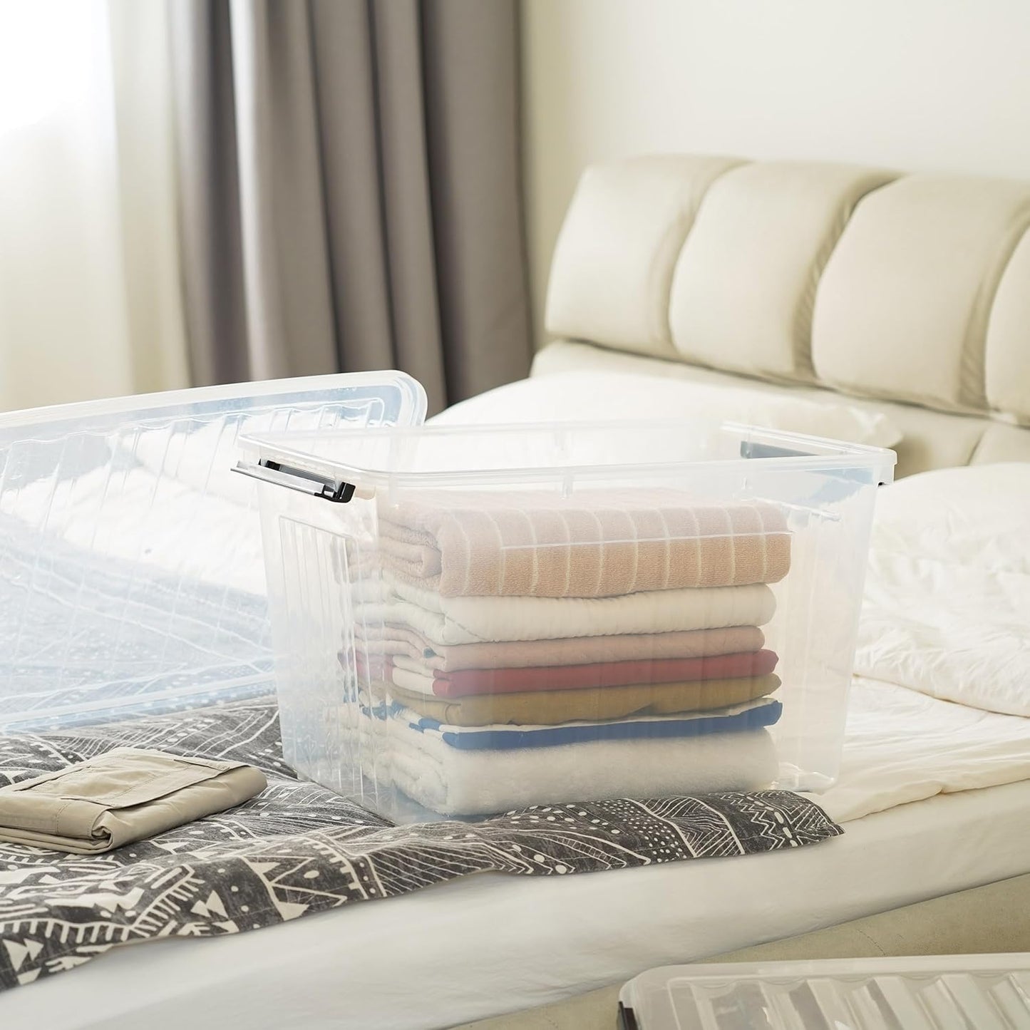 Citylife 54 QT Clear Plastic Storage Bins with Lids Stackable and Nestable Storage Boxes with Lids Large Plastic Storage Containers for Garage, Closet, Kitchen, 6 Packs