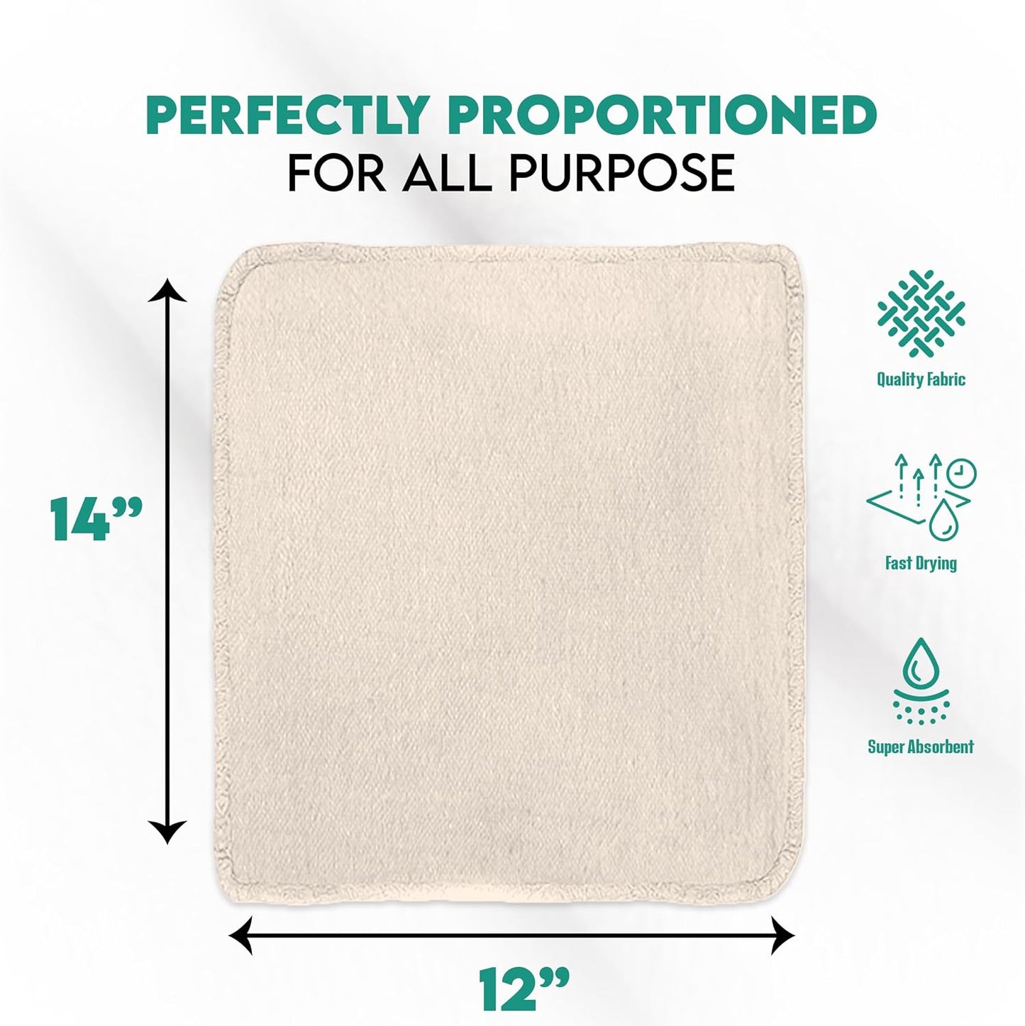 ZUPERIA Cotton Shop Towel – Multipurpose Cleaning Cloths (14" x 12" - Pack of 300 - White) Reusable Shop Rags for Automobiles, Industrial, Restaurants, Garage, and Homes