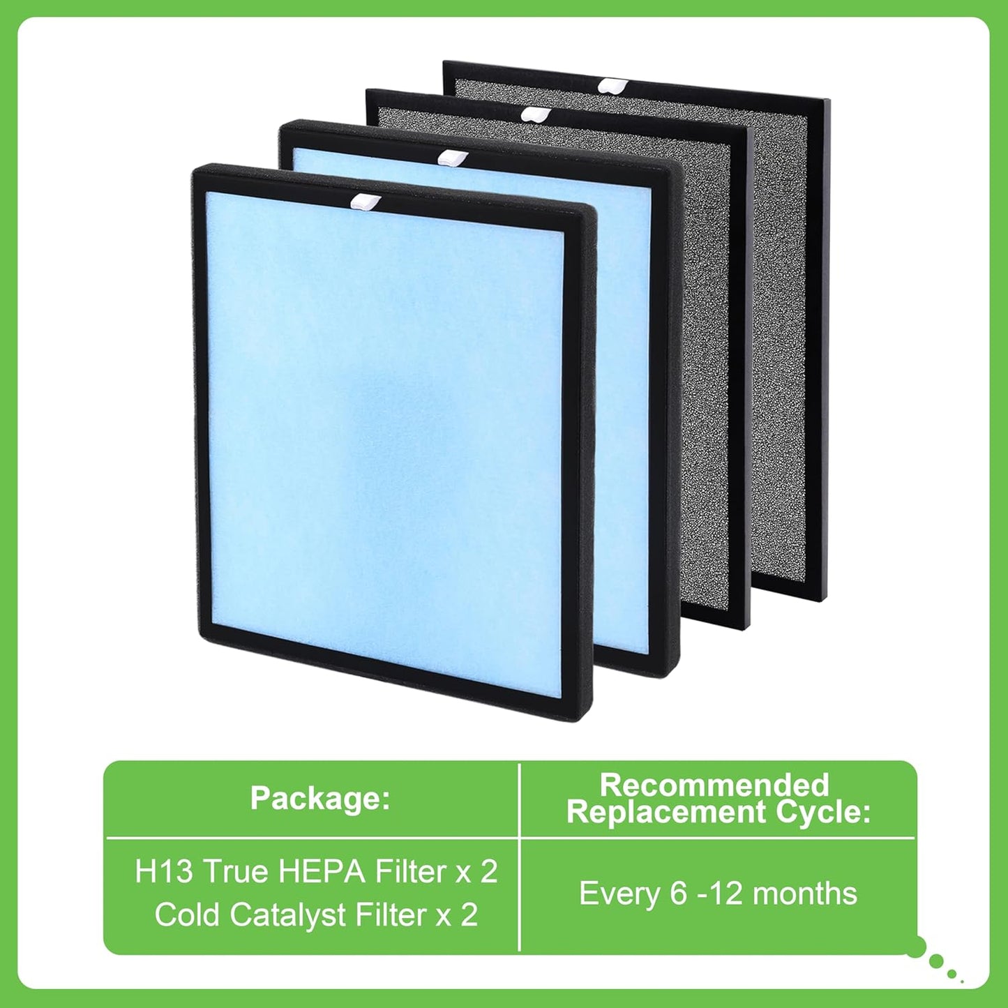 HSP001 True HEPA Filter Replacement, Compatible with HSP001 Air Purifier, 4 in 1 H13 True HEPA and Activated Carbon Pre-Filter, 3 Pack