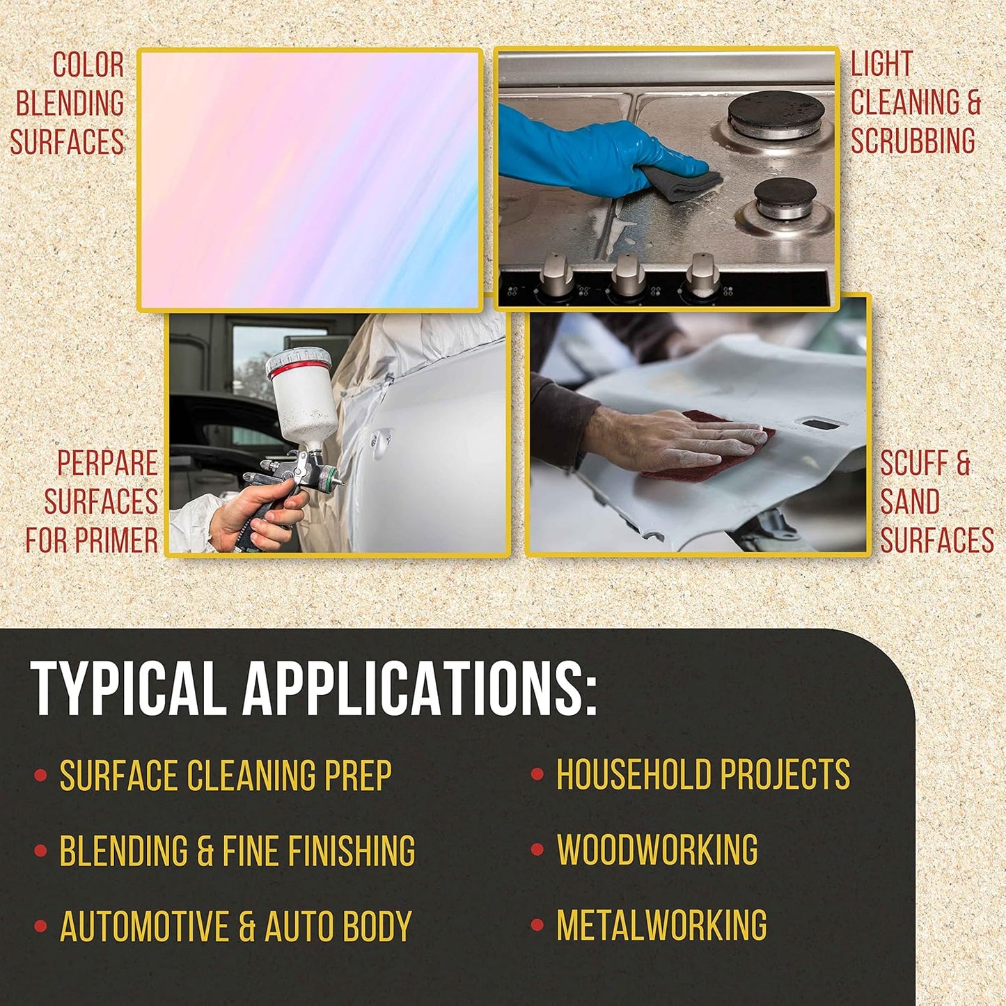 Dura-Gold Premium 6" x 9" Scuff Pads, 5 Each Maroon General Purpose & 5 Each Gray Ultra Fine - Scuffing, Scouring, Sanding, Paint Primer Prep Adhesion Scratch - Surface Preparation Automotive Autobody