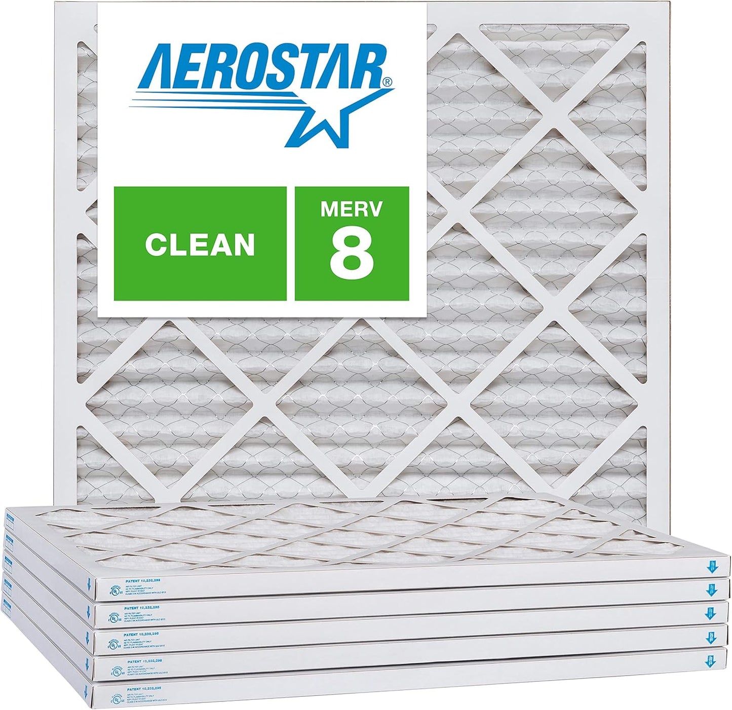 Aerostar 22x22x1 MERV 8, Pleated Air Filter, 22x22x1, Box of 6, Made in the USA