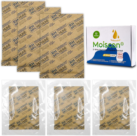 84% Two-Way Humidity Control Packs for Storing 1 lb – Size 60 – 25 Pack – Seasoning Packets Moisture Control Packets Individually Wrapped, Humidifier Packs for Season Wood Humidifier Boxes