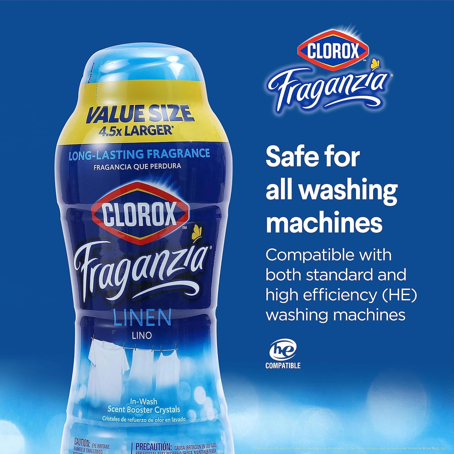 Clorox Fraganzia Laundry Scent Booster Crystals in Linen Scent - Scented In-Wash Freshener Beads for Fresh, Clean, Great Smelling Clothes and Linens, 70 Oz