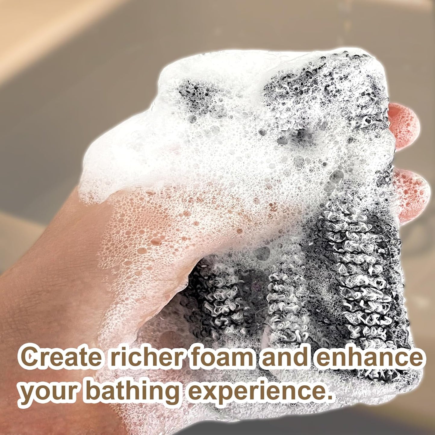 2 Pack Soap Bag Different Roughness Deep and Gentle,Bar Soap Pouch Saver Pocket,Exfoliating Body Scrubber Shower Bath Sponge Loofah (Grey)