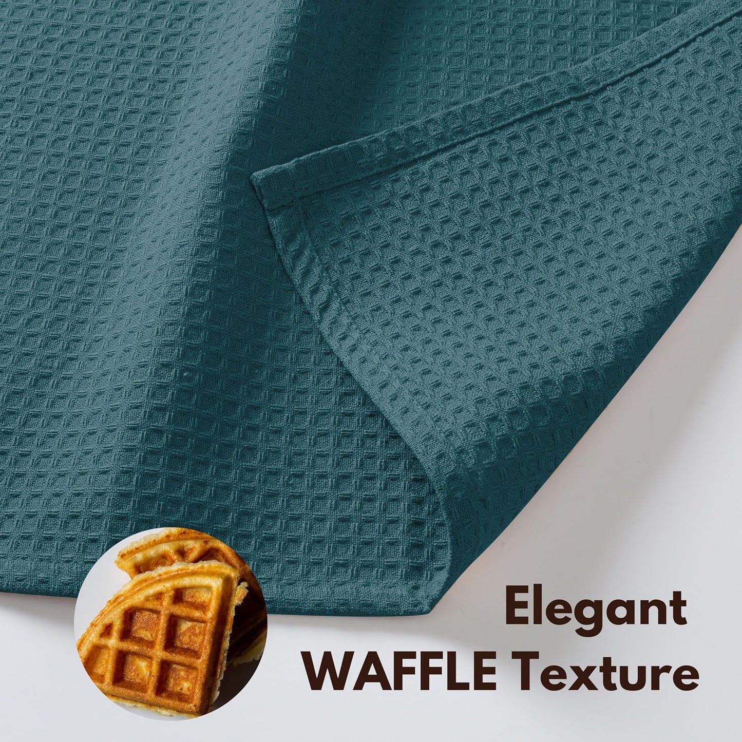 Native Fab Waffle Weave Kitchen Towels, 4 Pack, 16x26 inches, 100% Cotton, Soft & Absorbent Towel with Hanging Loop, Ideal for Cleaning & Drying, Dish Cloths, Bar Towels, Teal Green