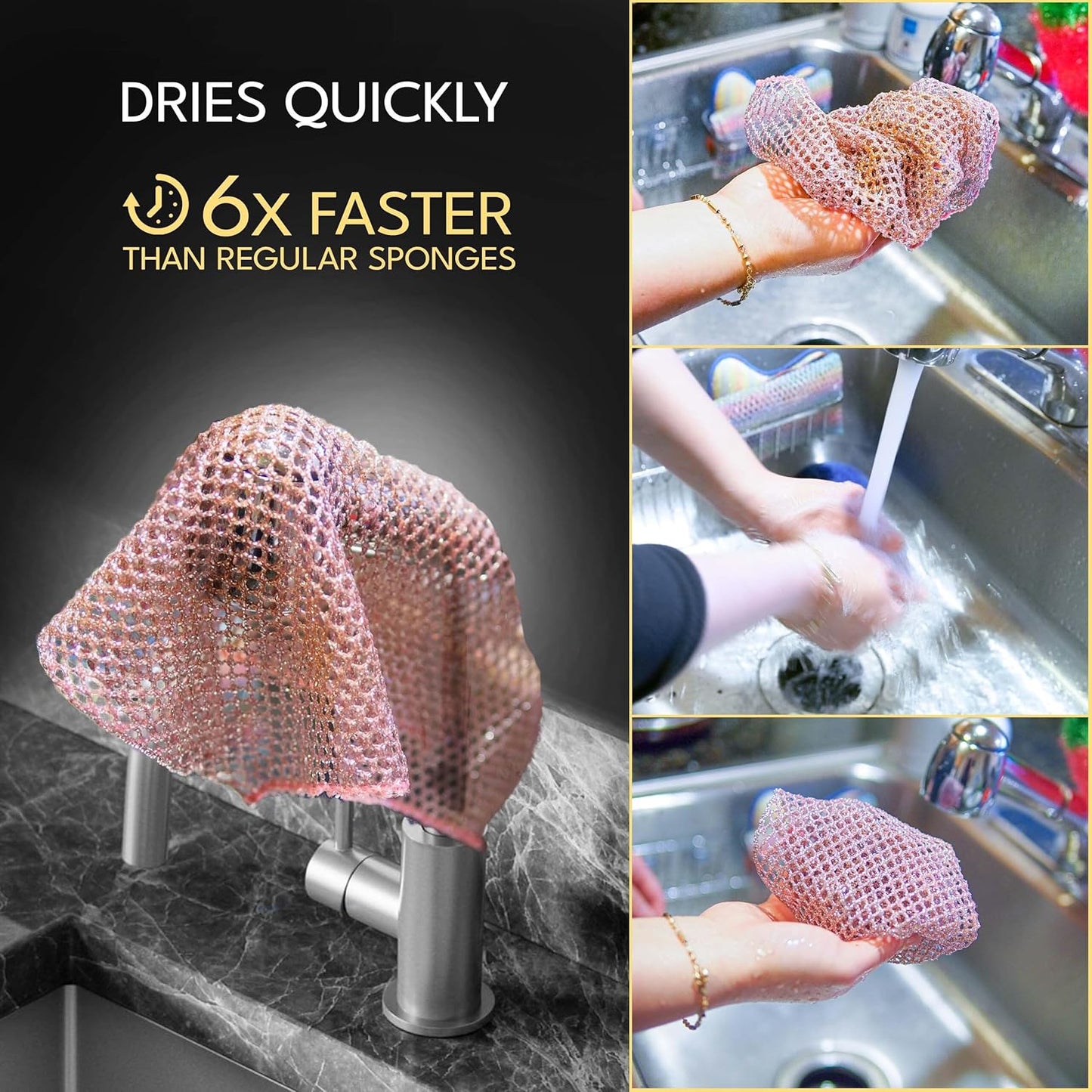 Heavy Duty Dish Scrubbers - Non Scratch Scouring Pads - Odorless and Long Lasting - Replace Sponges for Dish Washing, Scrubbing & Scouring - Kitchen, Floor and Bathroom Usage - Made in Korea (24 Pcs)