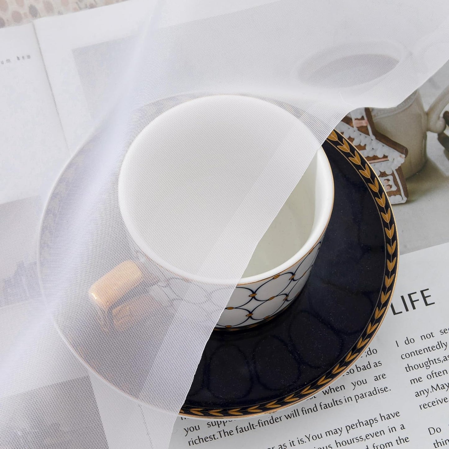 Chyhomenyc White Sheer Curtains 30 inch Length 2 Panels, Light Filtering Voile Rod Pocket Short Window Curtians for Bathroom Living Room Farmhouse Small Windows, 42Wx30L inches