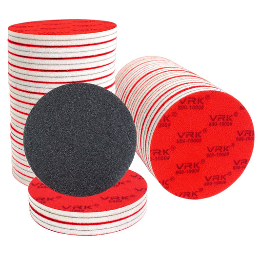 24 PCS 5 Inch Sanding Sponge Discs with Hook and Loop Backing - Multiple Grits 180 to 2000 for Random Orbital Sander Wood,Metal,Auto & Plastic Polishing - Dry and Wet Use Sponge Sandpaper