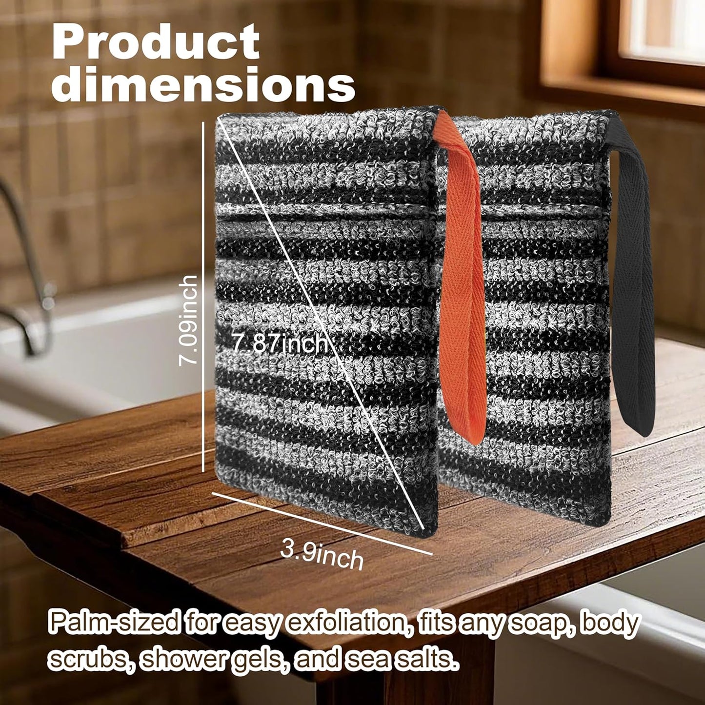 2 Pack Soap Bag Gentle Roughness,Bar Soap Pouch Saver Pocket,Exfoliating Body Scrubber Shower Bath Sponge Loofah (Grey)