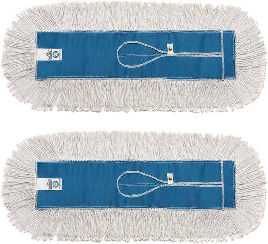 Nine Forty Industrial-Grade 24x5 Cotton Dust Mop Head Refills, Perfect Replacement for Busy Home, Gym, Industrial and Commercial Spaces, Heavy-Duty Mop for Janitorial & Housekeeping Needs - 2 Pack