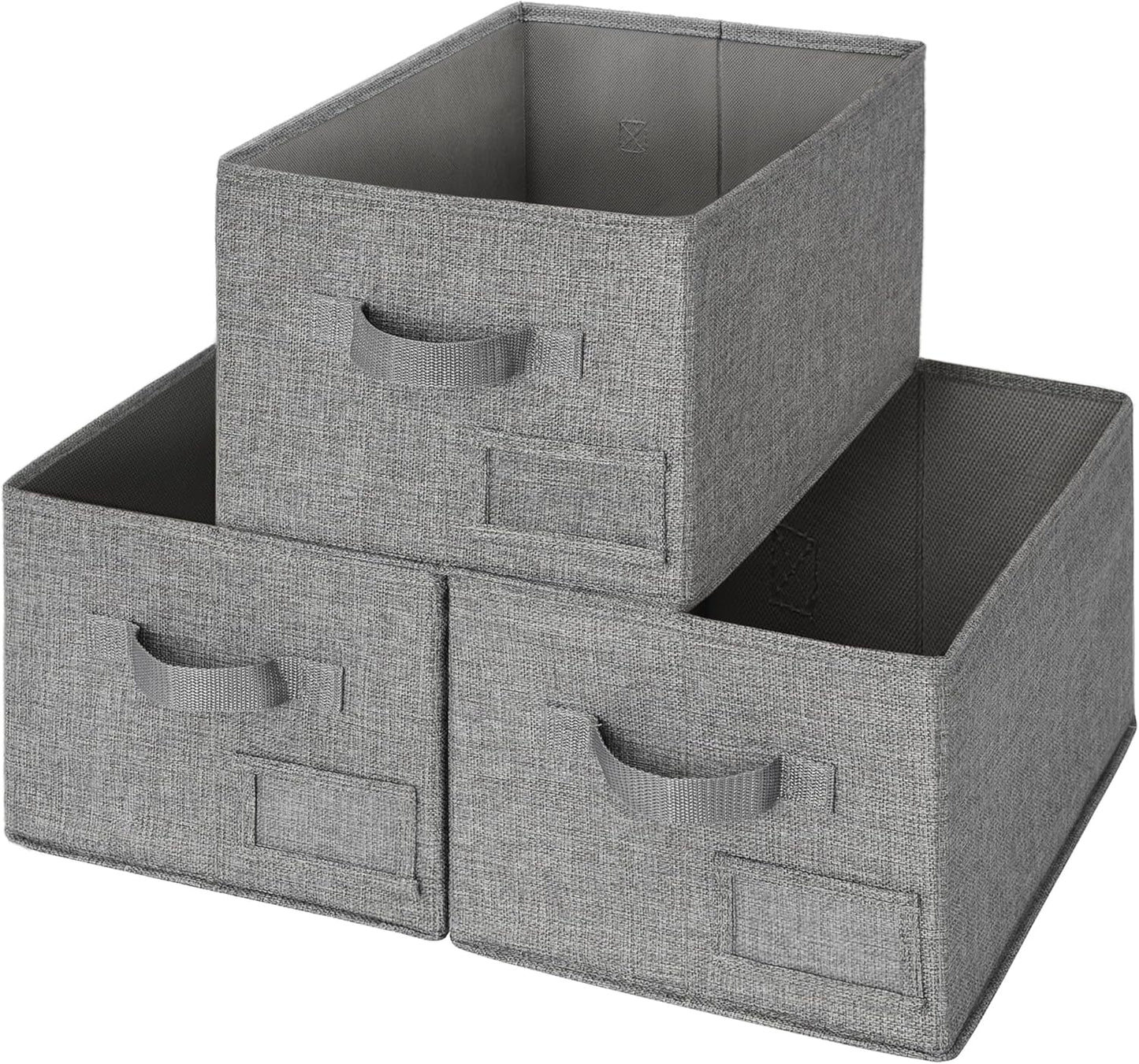 GRANNY SAYS Storage Bins for Shelves, Closet Bins with Label Holders, Fabric Storage Bin for Bedroom, Decorative Storage Containers for Organizing Living Room, Dark Gray, 3-Pack