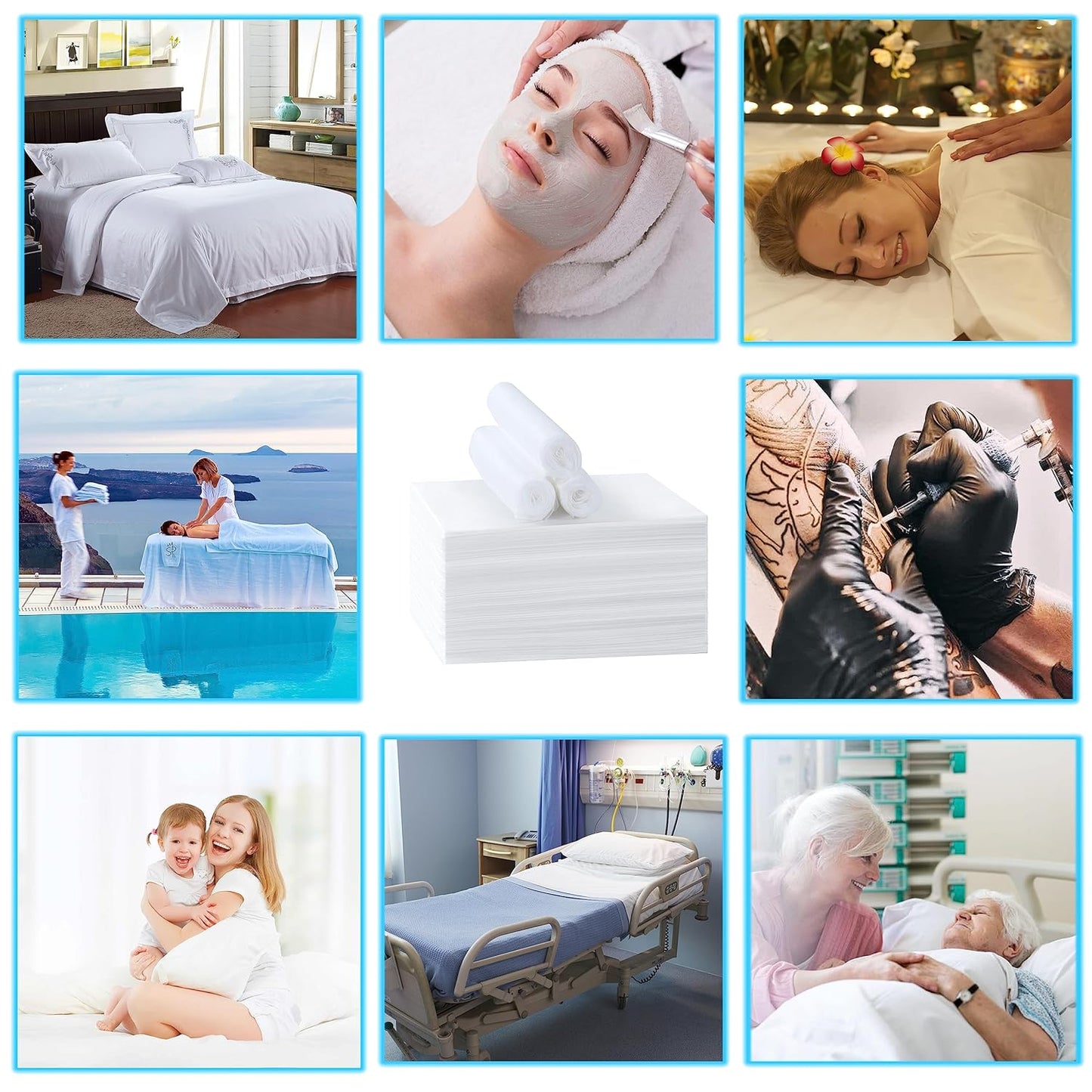 Disposable Bed Sheets for Massage Table 200 Pcs 31" x 71" Waterproof Massage Table Sheets Soft Non Woven Fabric SPA Massage Table Bed Cover Breathable for Beauty Tattoos Waxing Travel (White)