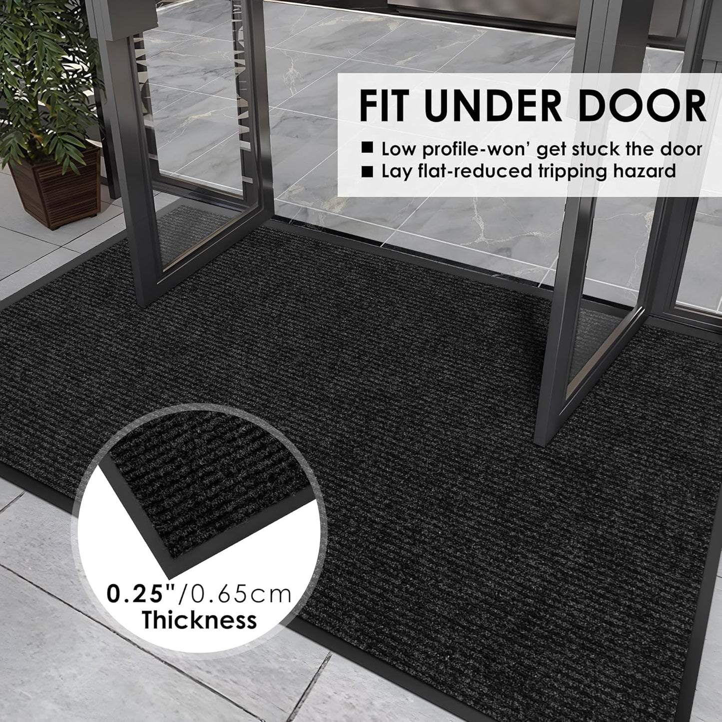 3′ x 54′ Front Door Mat Indoor Outdoor Entrance, Commercial Floor Mat Heavy Duty Dirt Trapper Entryway Doormat, Custom Size Non Slip Rubber Backing Welcome mat, Door Mat for High Traffic Area