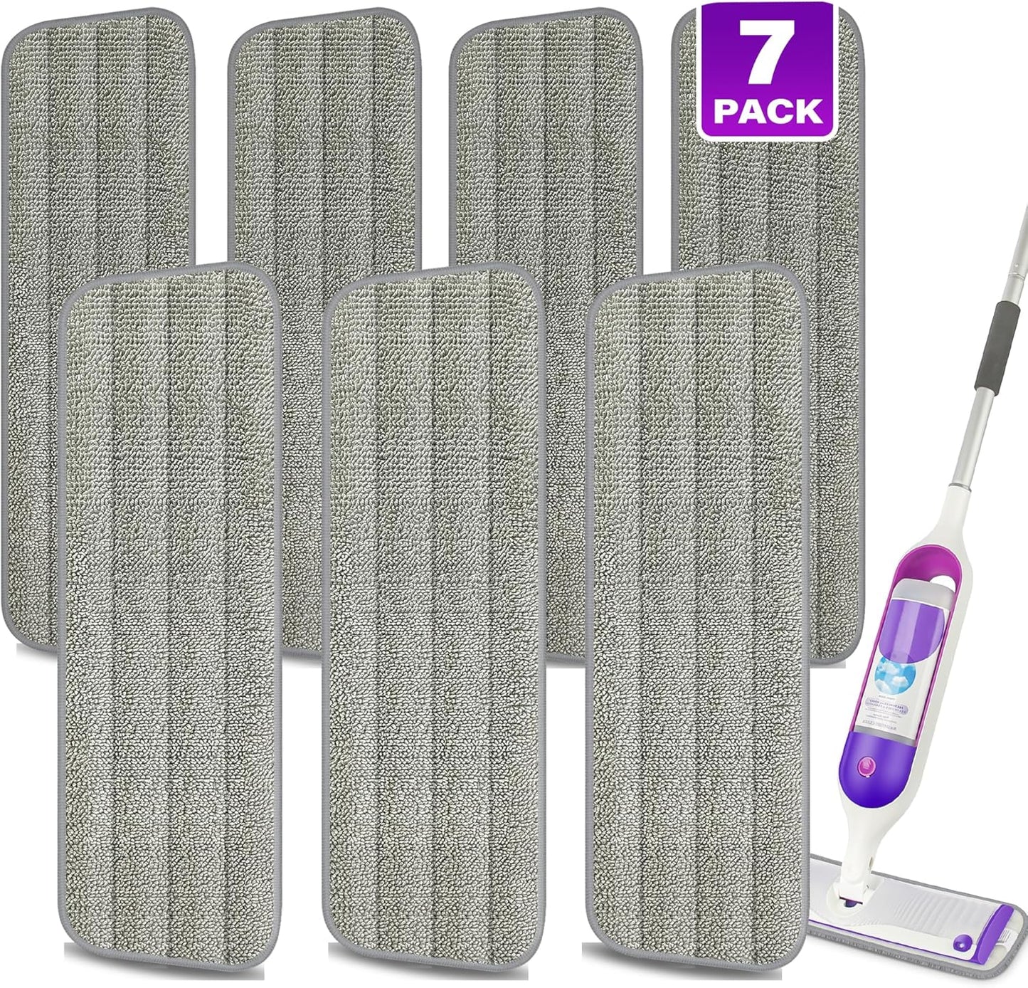 7 Count Reusable Mop Pads for Swiffer PowerMop -MEXERRIS Microfiber Wet Mops Refills PowerMop Pads Machine Washable Hard Wood Floor Mop Pads Replacement for 13''-15'' Spray Floor Mops