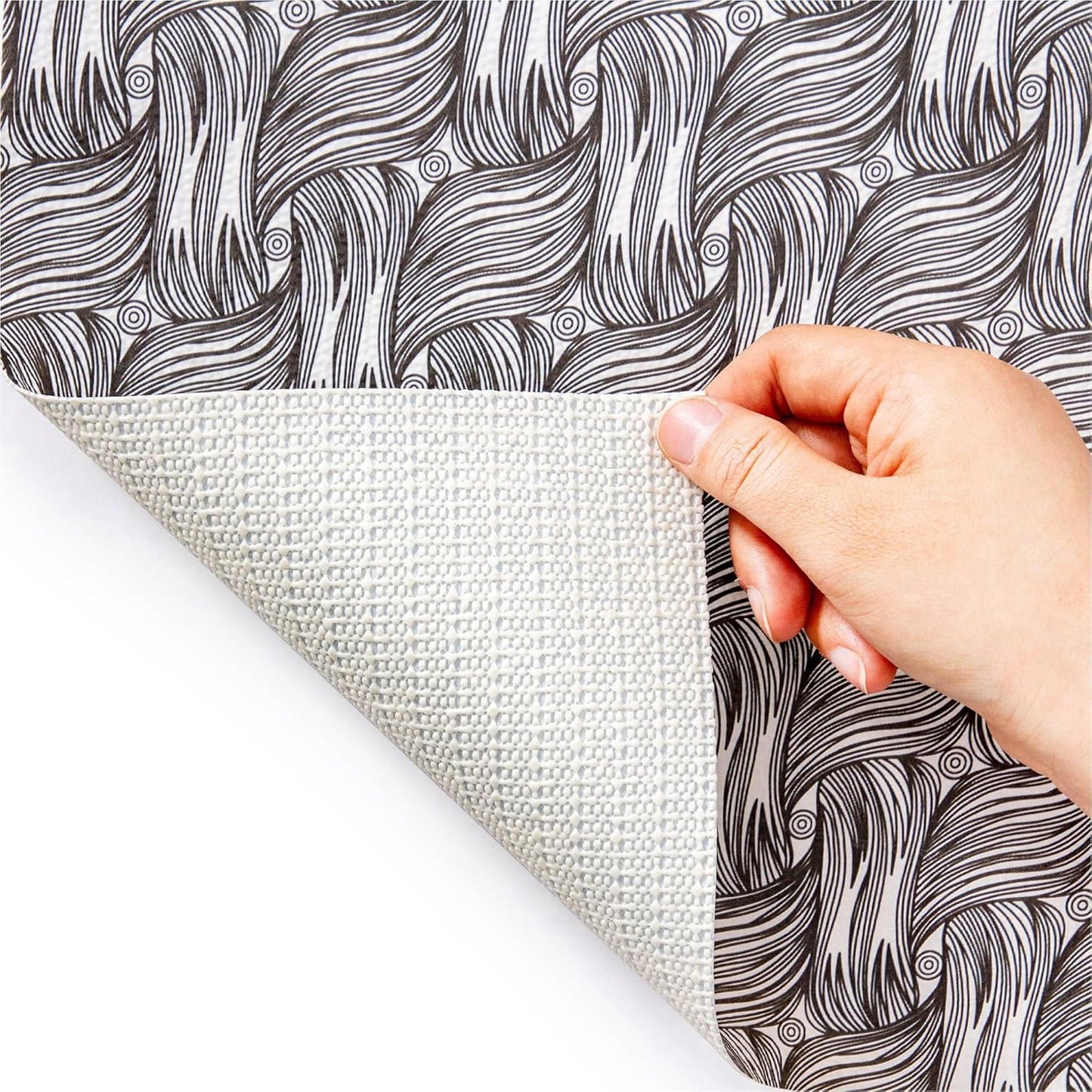 Black 18 Inch x 32 Feet Shelf Liner for Kitchen Cabinets Non Adhesive Kitchen Drawer Liner, Waterproof Shelf Liner Durable Anti-Slip for Kitchen Cabinets Shelf Liner