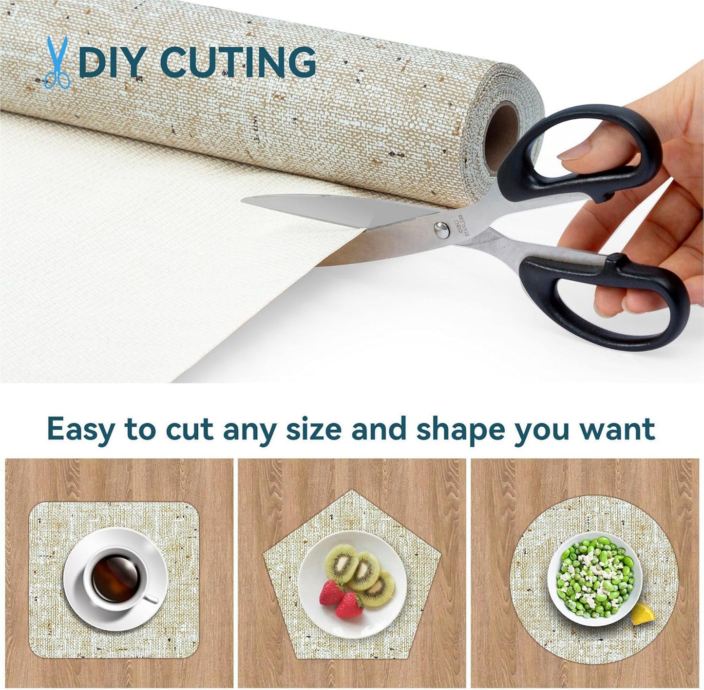 Durable Non-Adhesive Shelf Liners - 12x60 Inch, Beige, Waterproof, Anti-Slip for Cabinets