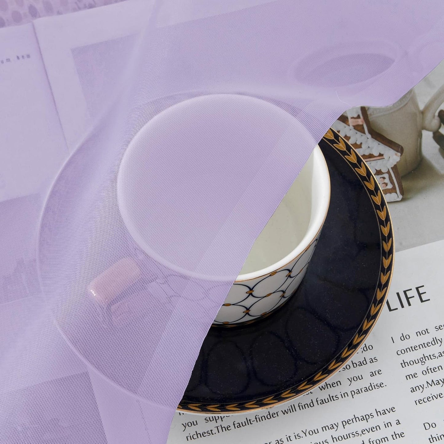 Chyhomenyc Lilac Sheer Curtains 63 Inch Length 2 Panels, Light Filtering Airy Rod Pocket Window Curtain Treatment Drapes for Bedroom Living, Each 42Wx63L Inches