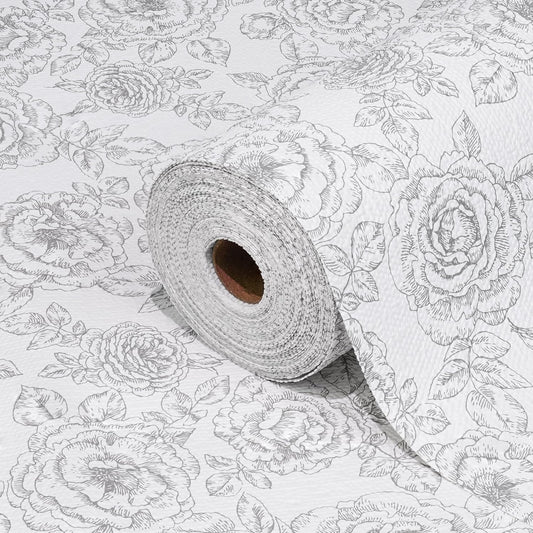 Drawer and Shelf Liner for Kitchen Cabinets Non-Adhesive Cabinet Liners for Shelves Strong Grip Non Slip Waterproof Cupboard Liner for Dresser Refrigerator, Bathroom, Flower,17.5IN X 10FT