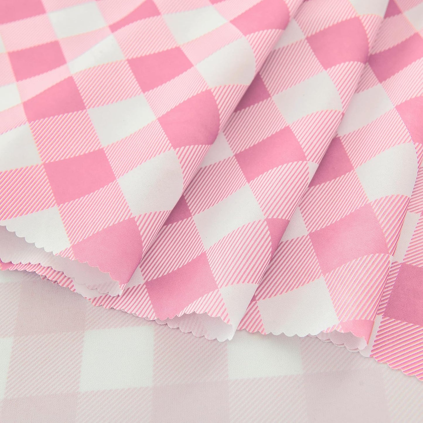 Waterproof Plaid Tablecloth Fabric - Round 50 Inch Classic Gingham Checker Table Cloth for Indoor/Outdoor Use - Buffalo Table Cover for Picnics, BBQs, and Parties