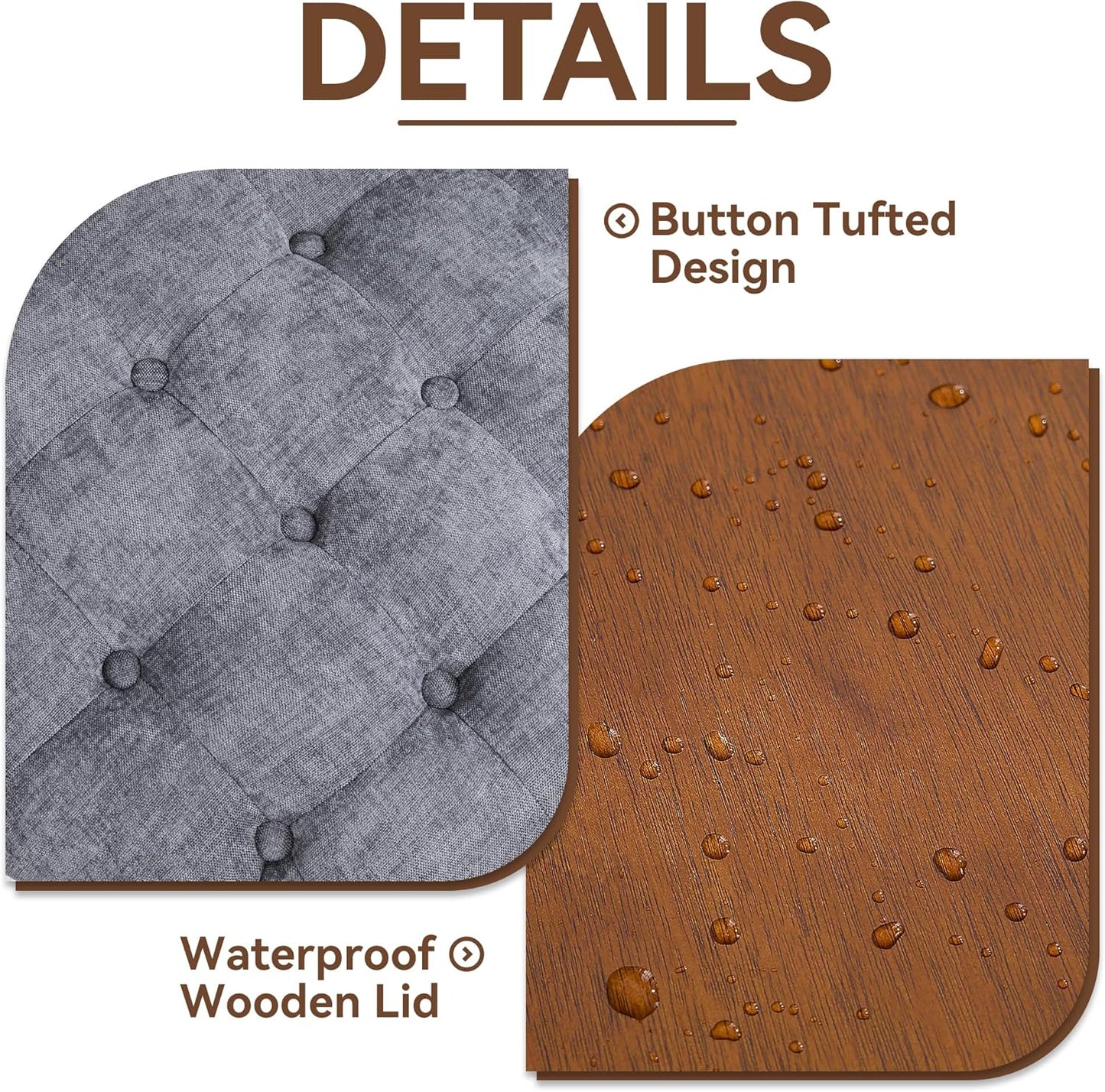 30Inch Round Storage Ottoman with Tray, Modern Tufted Circle Coffee Table with Storage, Upholstered Ottoman with Removable Top for Living Room, Bedroom, Chenille Blue