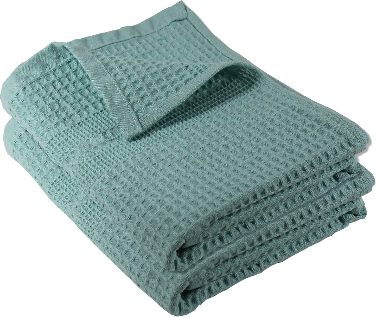 GILDEN TREE Waffle Hand Towels for Bathroom Quick Dry Towel Super Absorbent Thin 100% Cotton Hand Towels Lint Free, Hand Towels for Bathroom Set of 2, Classic Style (Seafoam)