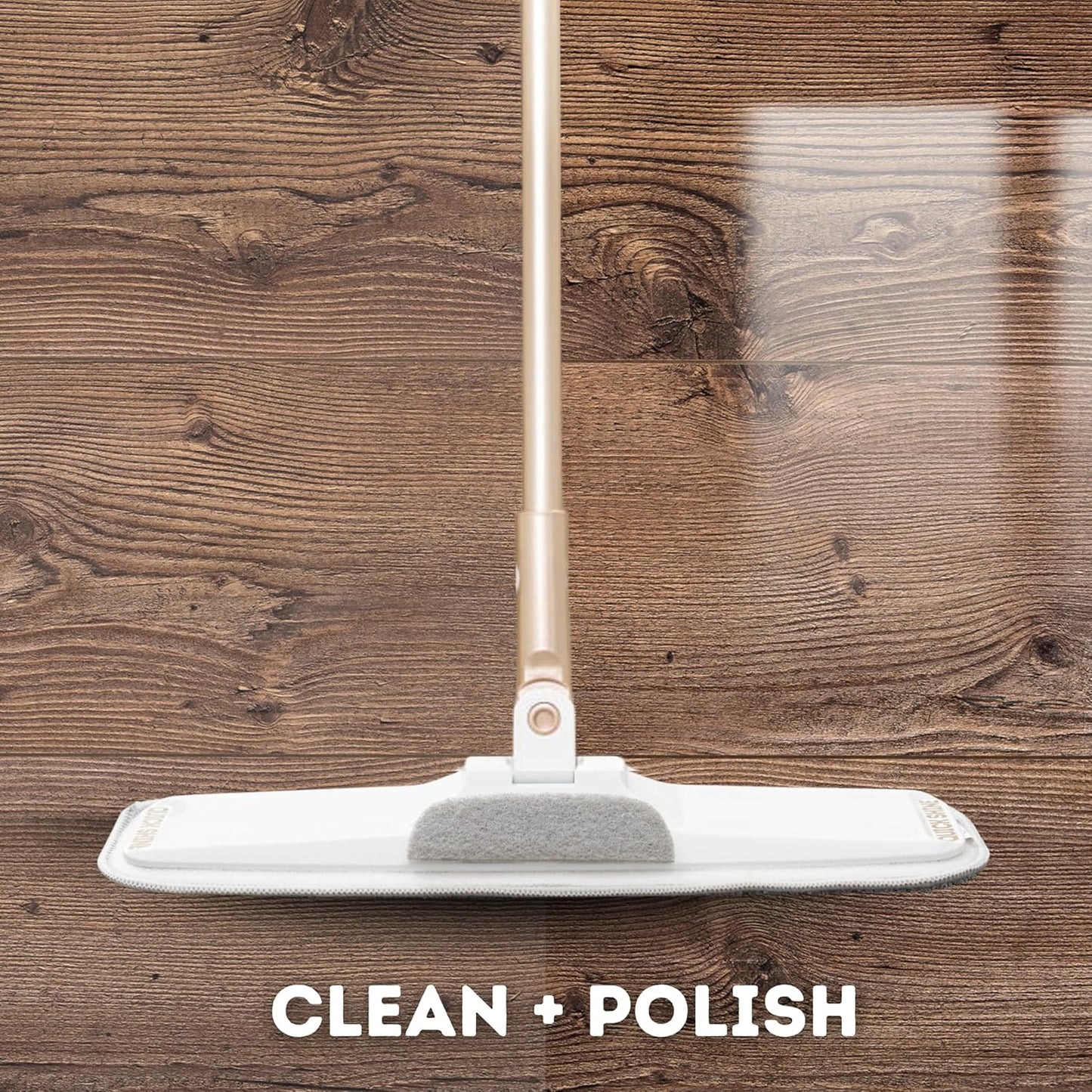 Quick Shine Ultimate Gold Clean + Polish Mop Kit | All-in-One 11 Pc Kit w/Interchangeable Attachments | Cleaner & Polish Included | No Batteries Needed | All Floors Pro Cleaning System | 2-in-1 Mop