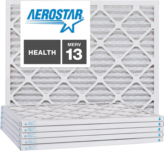 Aerostar 21 1/4x23 1/4x1 MERV 13, Pleated Air Filter, 21 1/4 x 23 1/4 x 1, Box of 6, Made in the USA