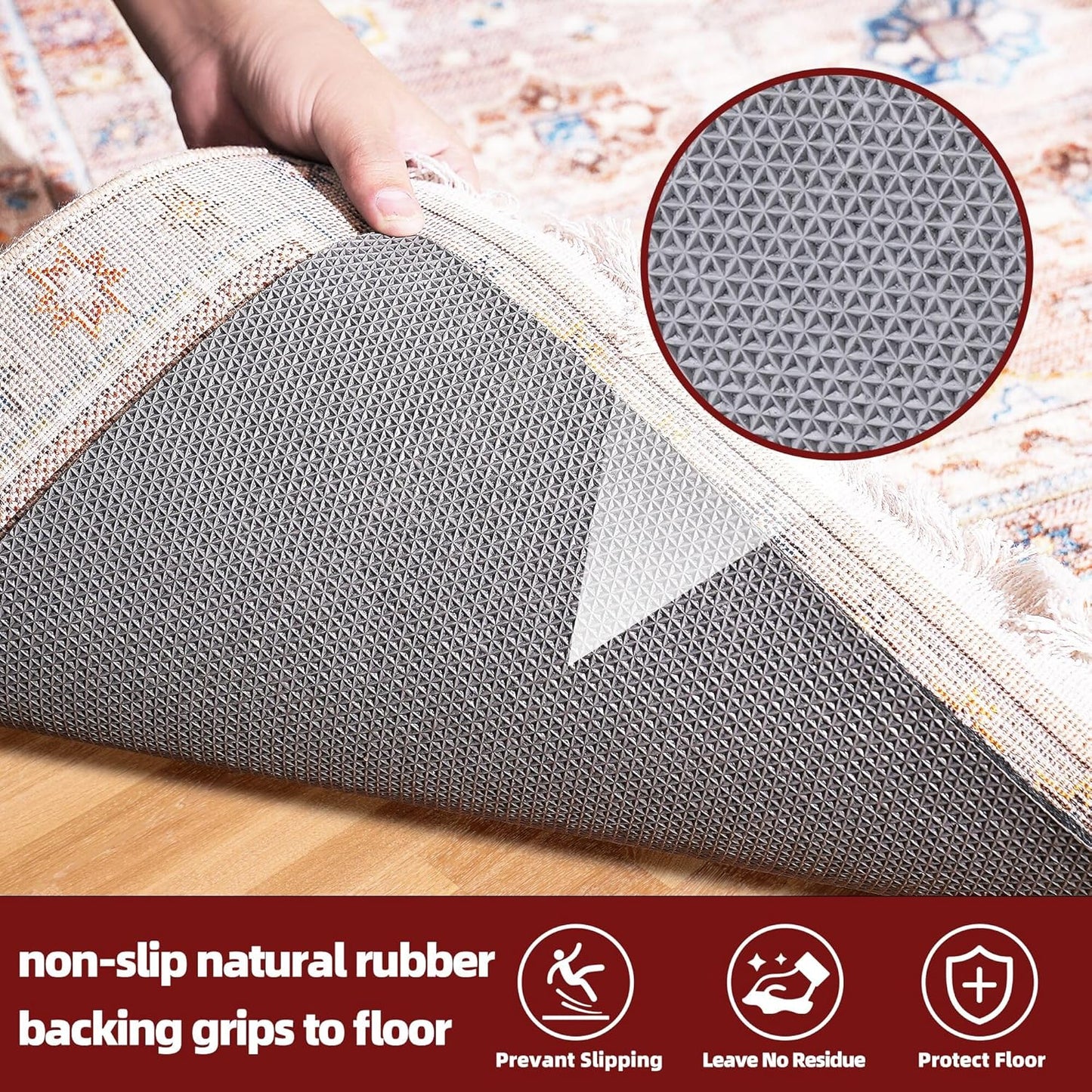 BAGAIL Felt and Natural Rubber Backing Rug Pads 1/8” Thick, 2 x 4 Ft Non Slip Rug Gripper Keep Rugs in Place, Under Area Rug Protective Cushioned Pads, Carpet Runners, Hardwood Floors Protection